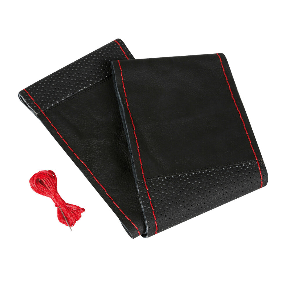 32999 - Sport, coprivolante in pelle - L - Ø 37/39 cm - Nero/Rosso