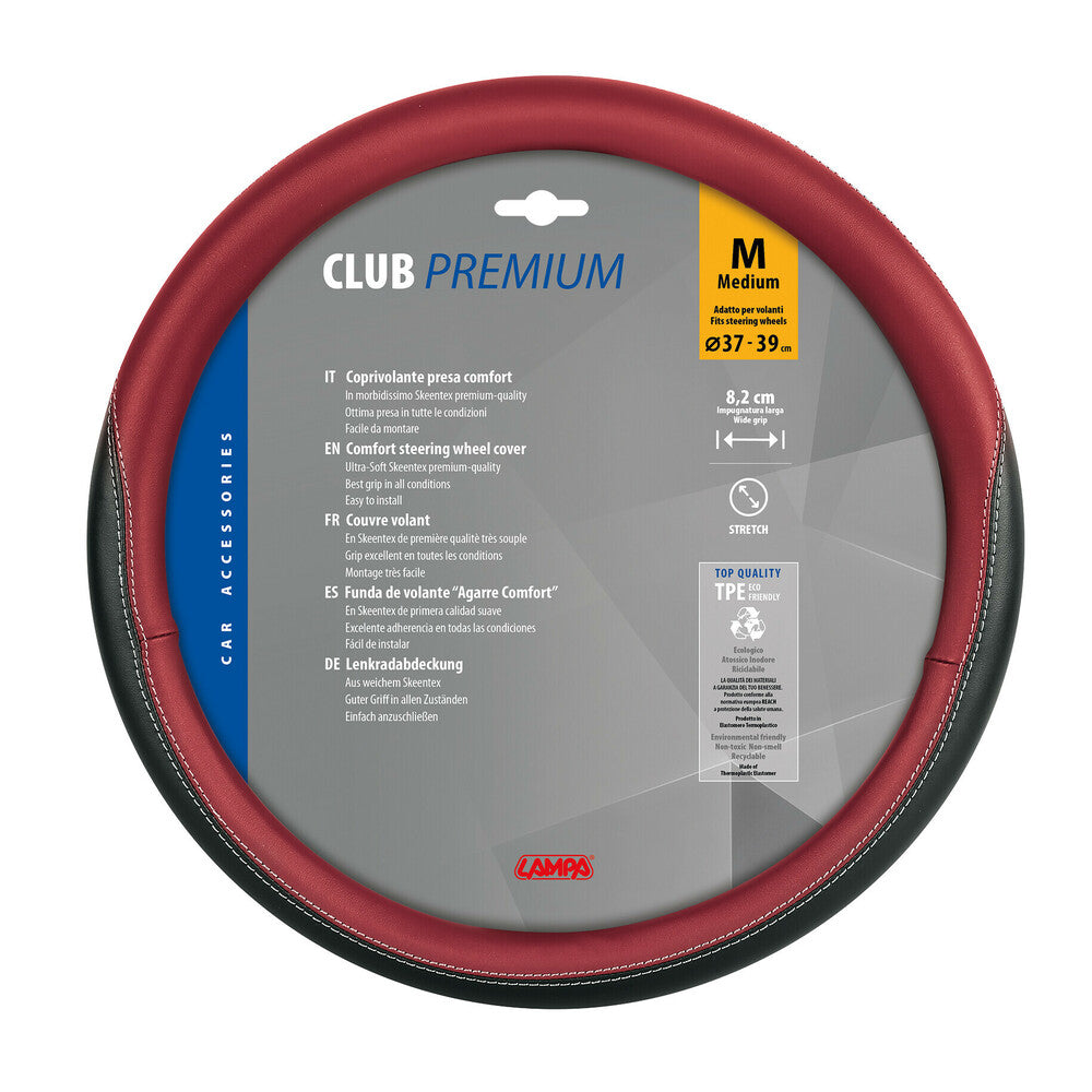 33118 - Club, coprivolante in Skeentex - M - Ø 37/39 cm - Nero/Rosso