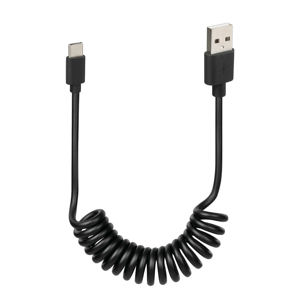 38702 - Cavo a spirale Usb > Usb Type-C - 100 cm - Nero