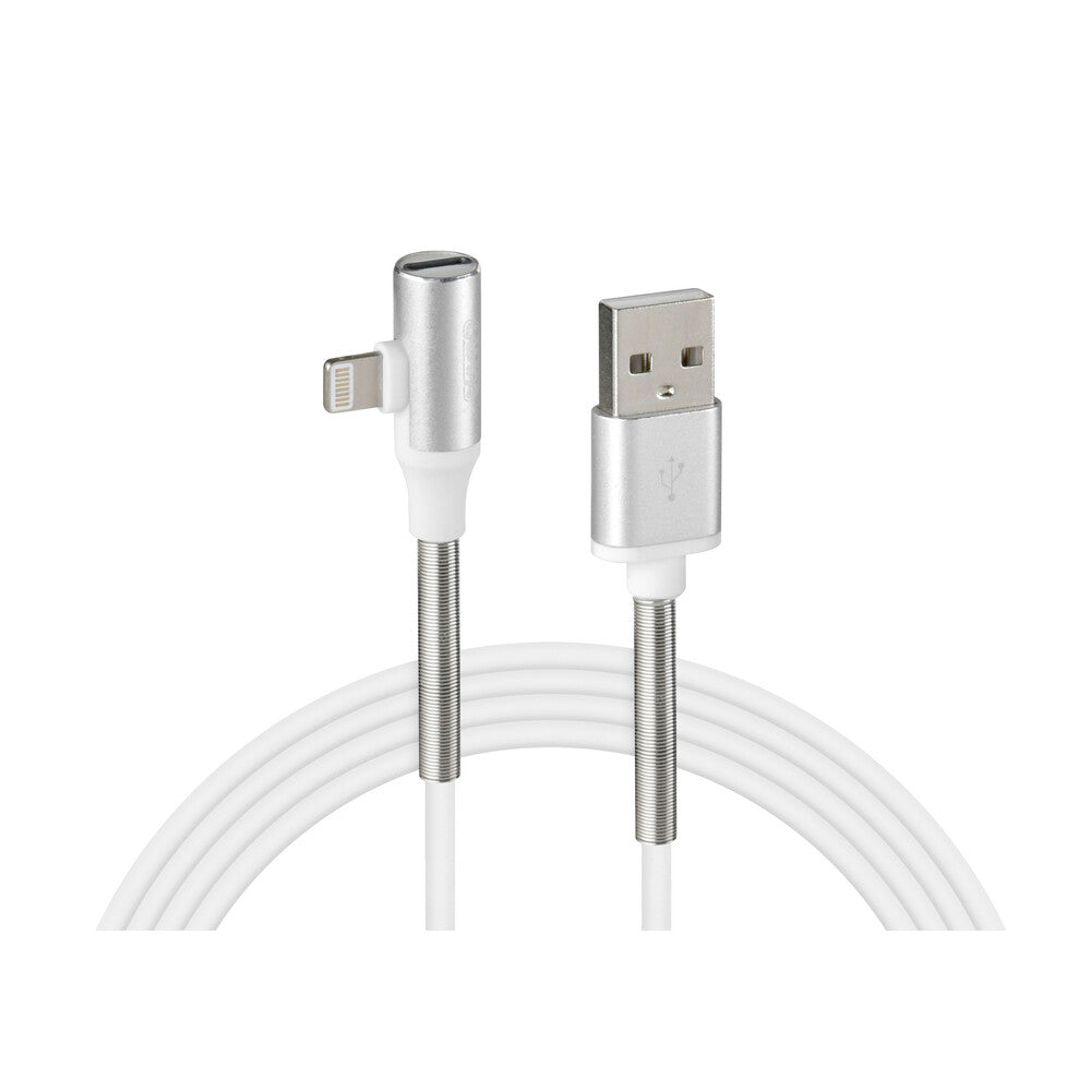 38849 - Cavo 90° Usb > Apple 8 Pin + adattatore auricolari - 100 cm - Bianco
