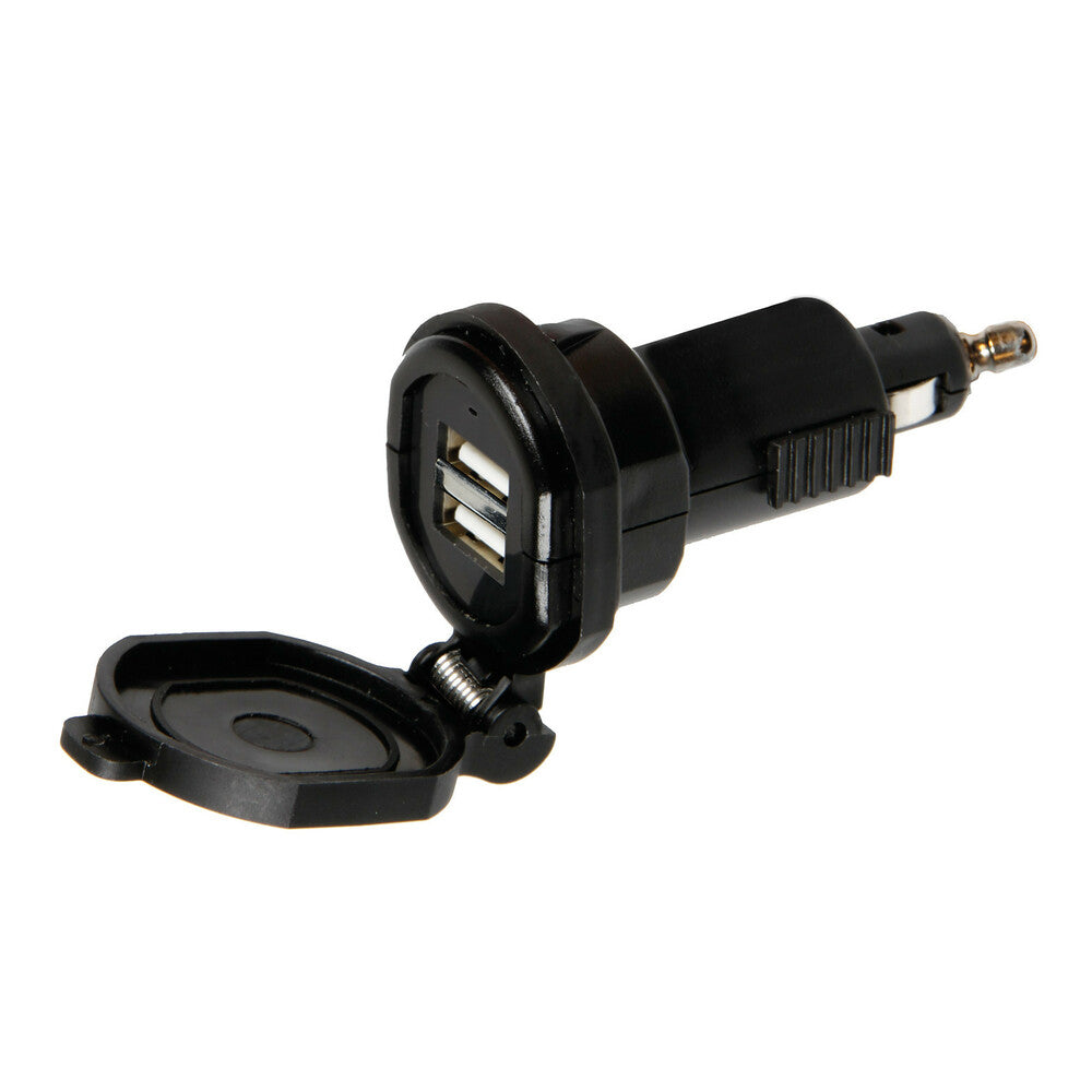 38882 - Din-Tech, caricabatteria Din 2 porte Usb - Fast Charge - 2700 mA - 12/32V