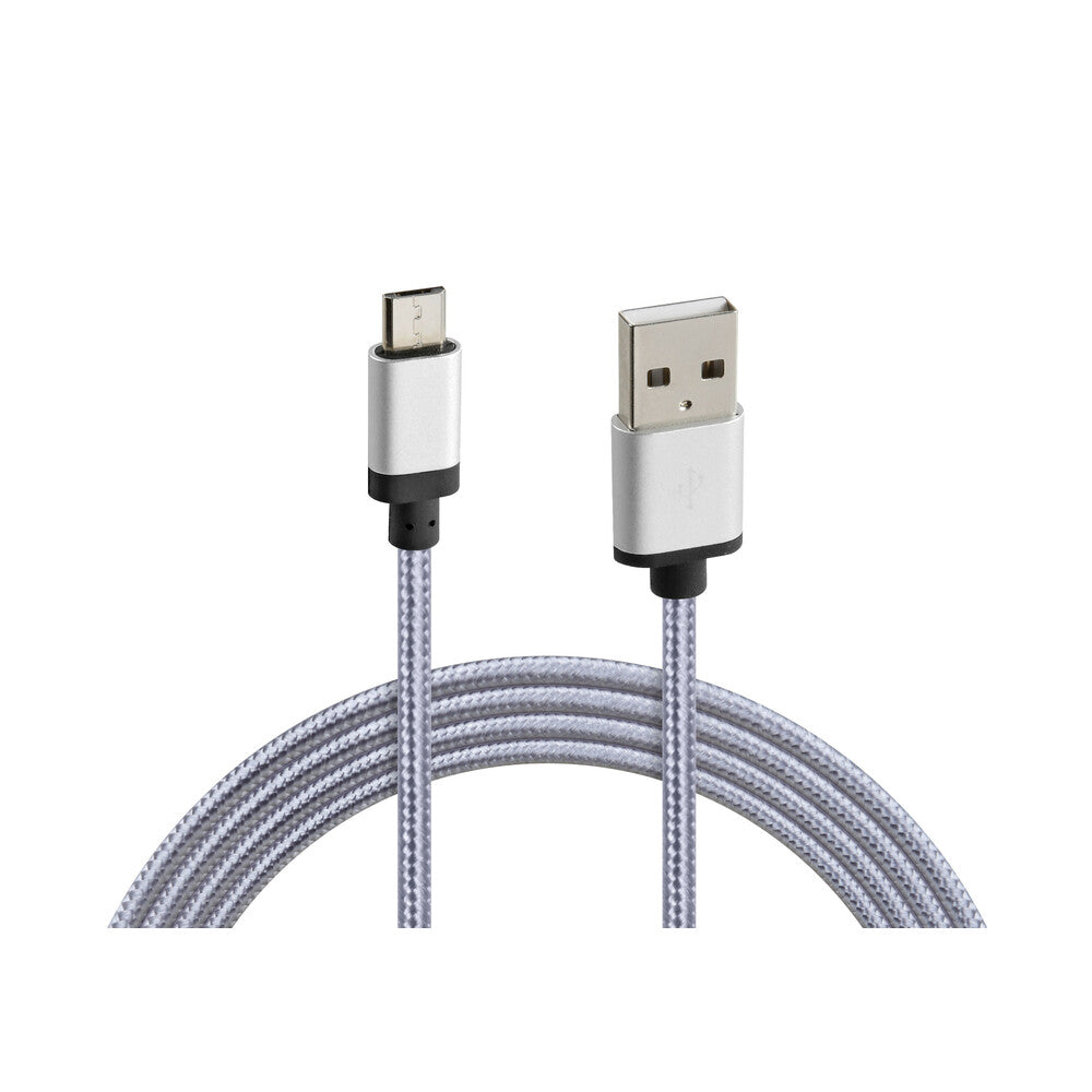 38886 - Cavo rinforzato Usb > Micro Usb - 100 cm - Grigio
