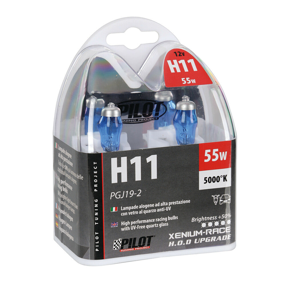 58174 - 12V Lampada alogena Xenium Race - H11 - 55W - PGJ19-2 - 2 pz - Scatola Plast.