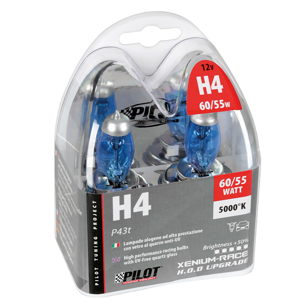 58178 - 12V Lampada alogena Xenium Race - H4 - 60/55W - P43t - 2 pz - Scatola Plast.