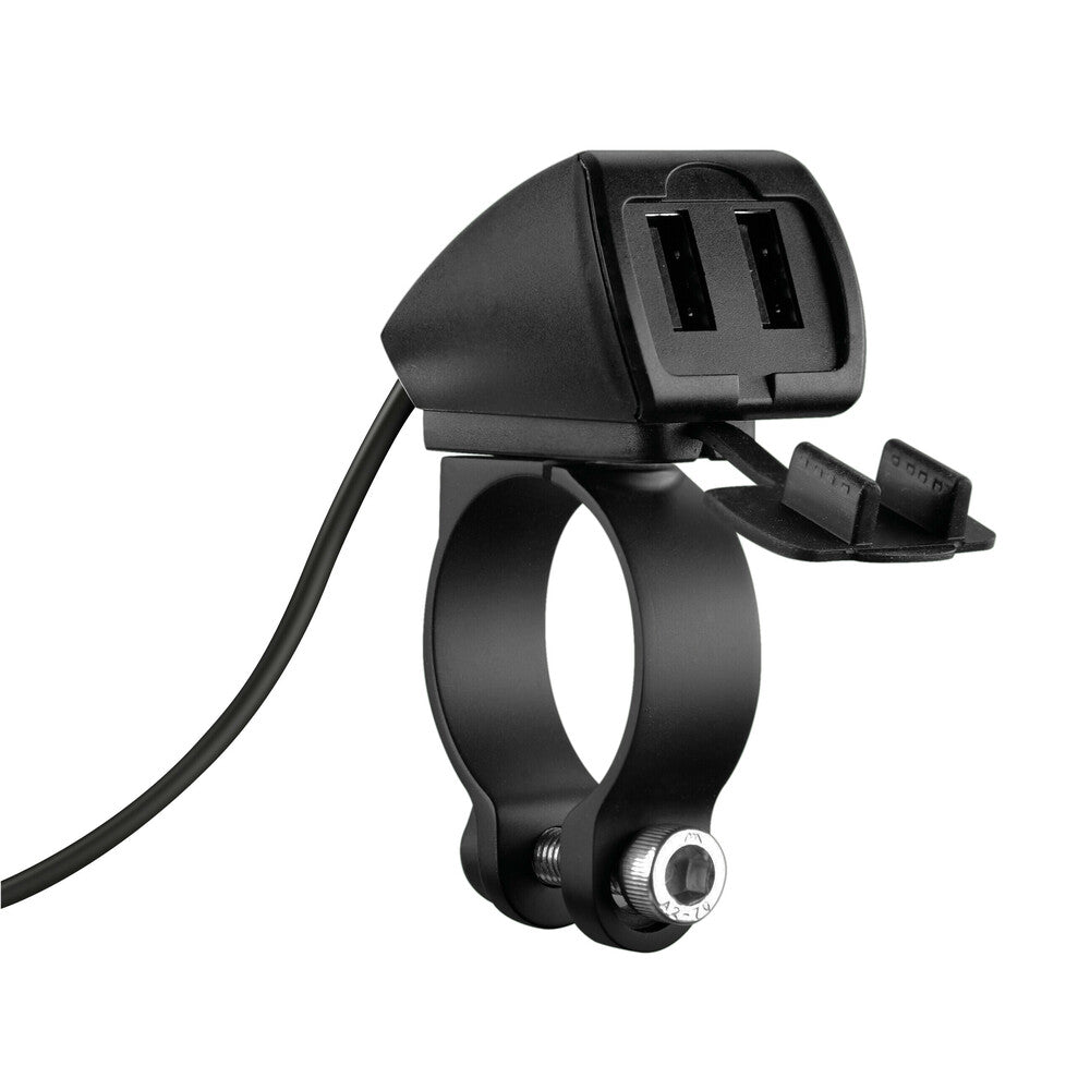 91812 - Trek, doppio caricatore usb resistente all’acqua, 3 tipi di fissaggio - 5400 mA - 30W - 12/24V