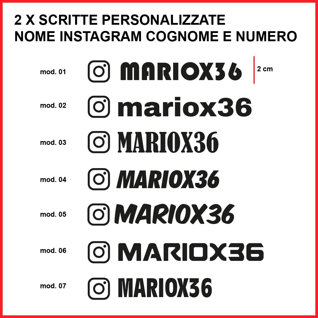 Coppia Adesivo Nome INSTAGRAM - altezza 2 cm