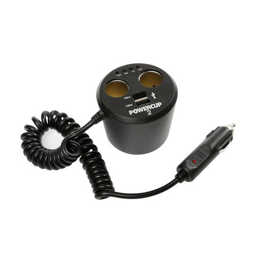 39011 - Power cup 2, multipresa con Usb e tester batteria, 12V