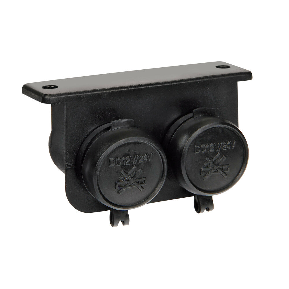 39029 - Doppia presa corrente impermeabile, montaggio in superficie, 12/24V