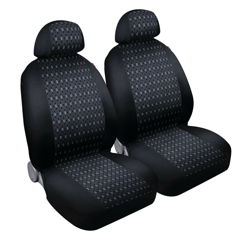 55017 - Square, coppia coprisedili anteriori in jacquard - Nero