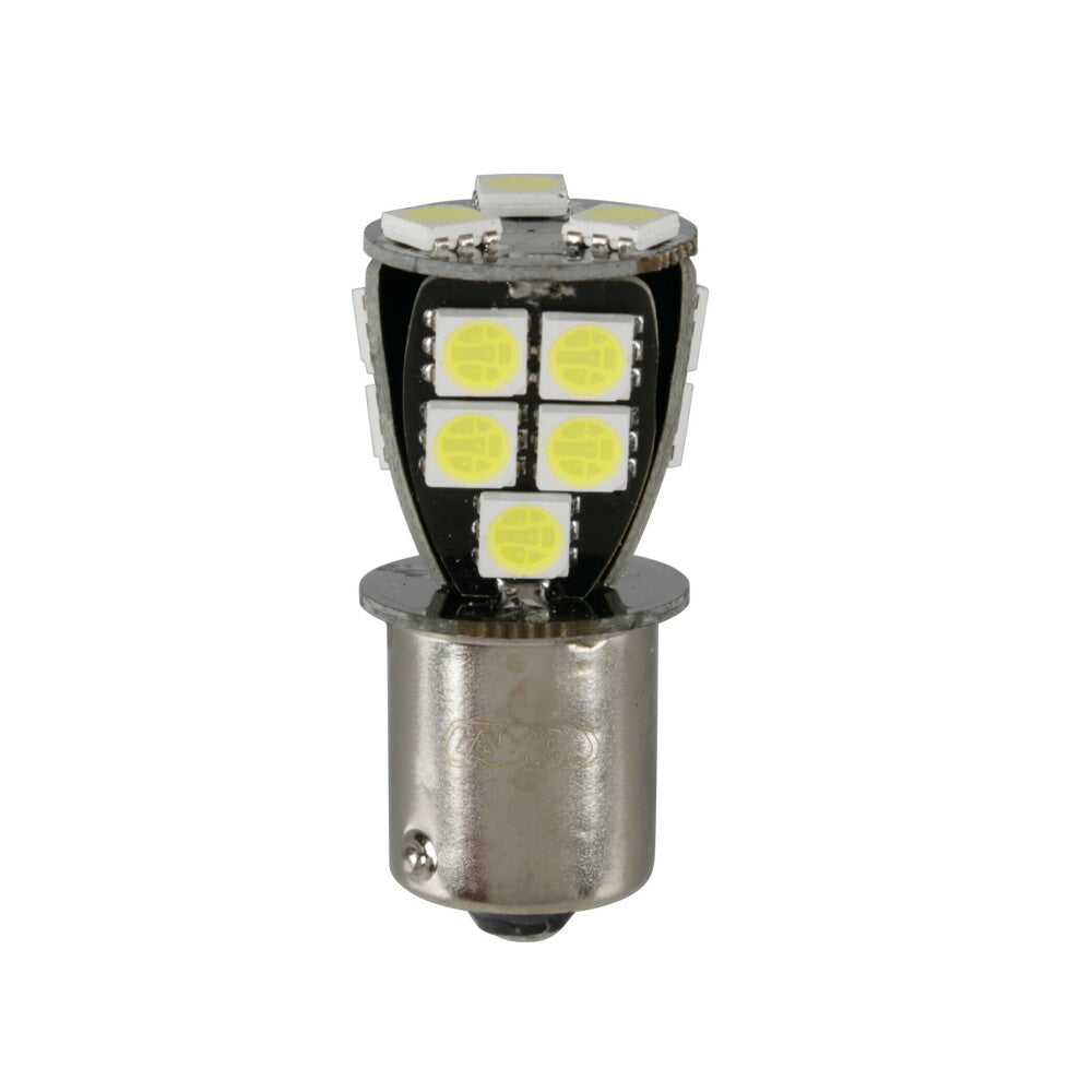 57876 - 24/32V Led series - 18 SMD x 1 chip - (P21W) - BA15s - 1 pz - D/Blister - Bianco - Doppia polarità - Resistenza incorporata