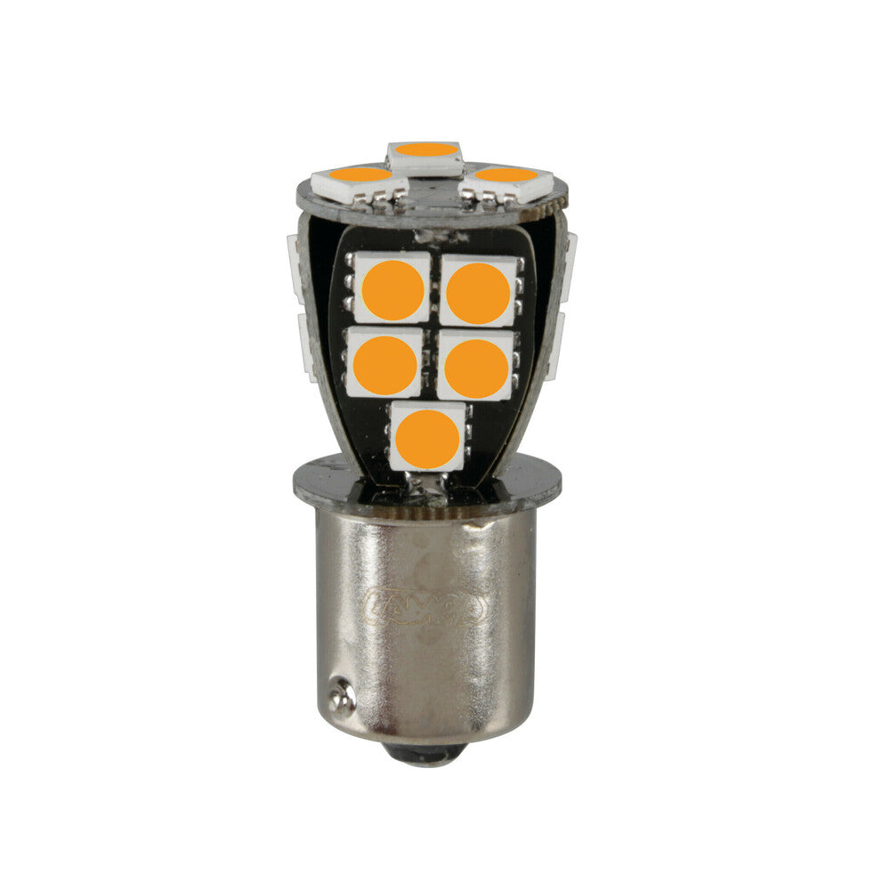 57877 - 24/32V Led series - 18 SMD x 1 chip - (P21W) - BA15s - 1 pz - D/Blister - Arancio - Doppia polarità - Resistenza incorporata