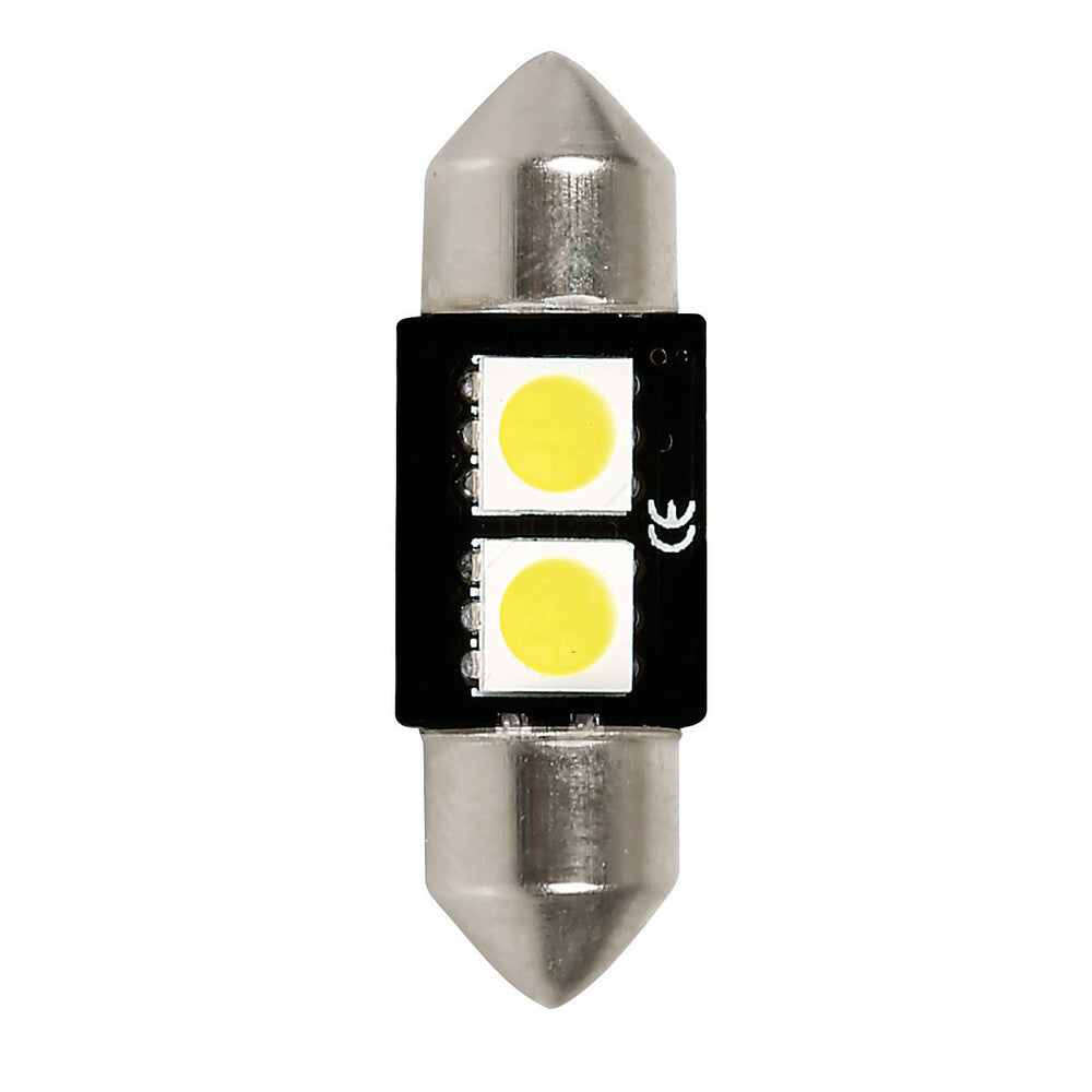 58445 - 12V Led Series - 2 SMD x 3 chips - 10x32 mm - SV8,5-8 - 1 pz - D/Blister - Bianco - Doppia polarità - Resistenza incorporata