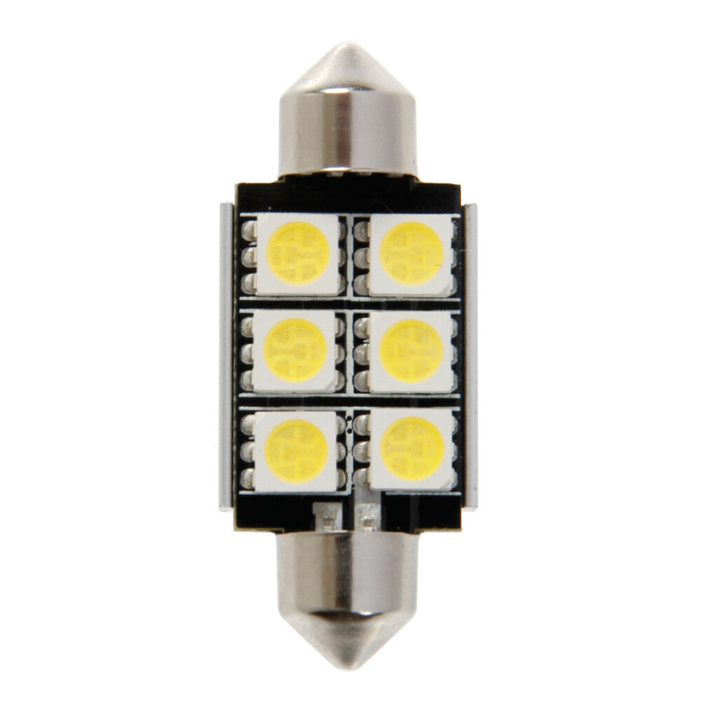 58451 - 12V Led Series - 6 SMD x 3 chips - 15x36 mm - SV8,5-8 - 1 pz - D/Blister - Bianco - Doppia polarità - Resistenza incorporata