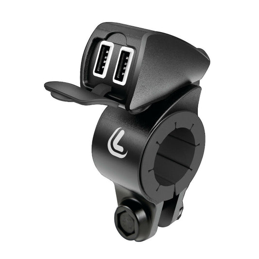 38828 - Usb-Fix Trek, doppio caricatore usb resistente all’acqua, fissaggio a manubrio - Ultra Fast Charge - 5400 mA - 12/24V