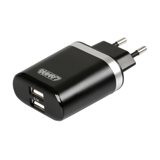 38876 - Caricabatteria da rete con 2 porte Usb - Fast Charge - 3100 mA - 100/230V