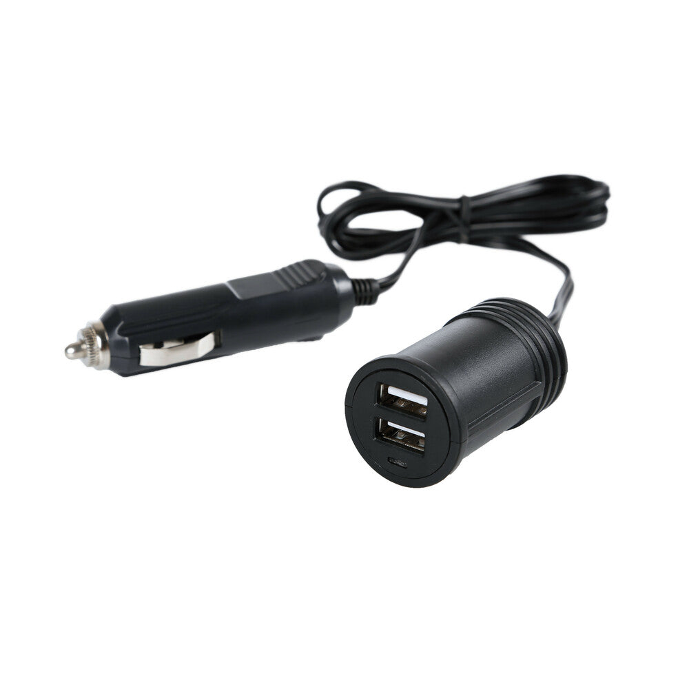 38965 - Caricabatteria 2 porte Usb con prolunga - 3000 mA - 12/24V