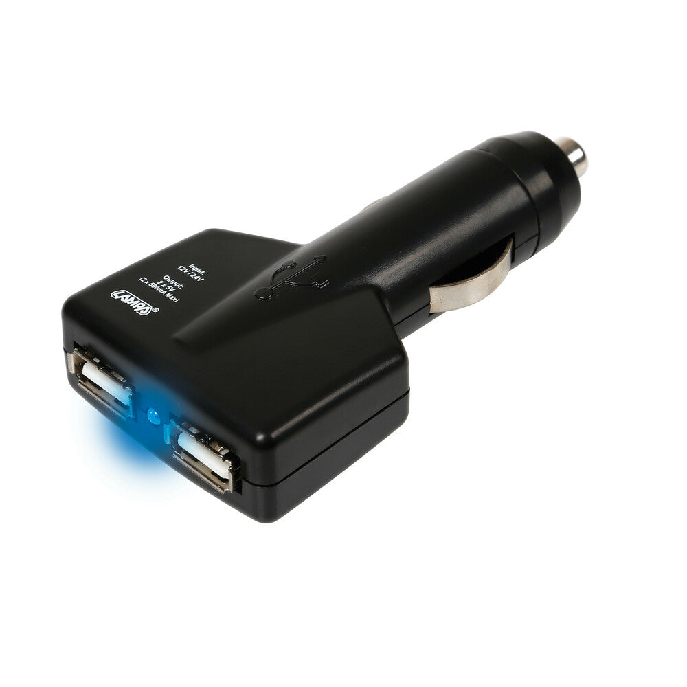 39042 - Caricabatteria 2 porte Usb - 1500 mA - 12/24V