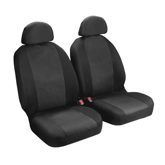 55021 - Duka XL-Fit, coppia coprisedili anteriori in tessuto jacquard e poliestere elasticizzati - Nero