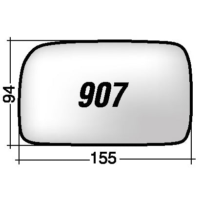 Vetro SPECCHIO RETROVISORE ASF907S Sinistro SX Asferico VOLKSWAGEN POLO 1995-1999