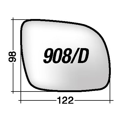 Vetro SPECCHIO RETROVISORE 908 D Destro DX AUDI A6 1994-1997