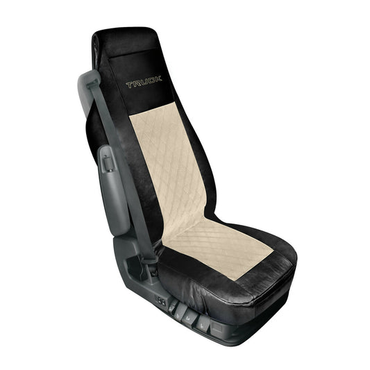 97852 - Mirian, coprisedile in Skeentex e suede trapuntato - Nero/Panna