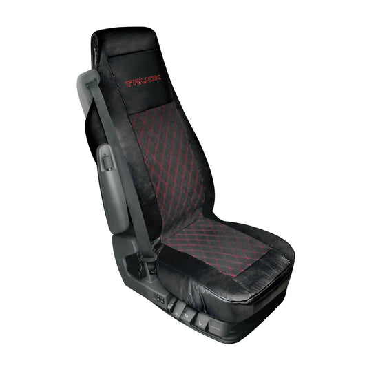 97853 - Mirian, coprisedile in Skeentex e suede trapuntato - Nero/Rosso