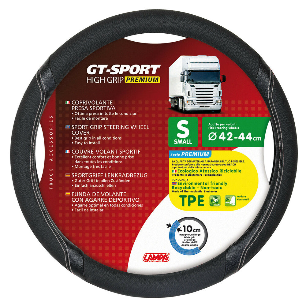 98007 - GT-Sport, coprivolante in Skeentex - S - Ø 42/44 cm - Nero/Argento