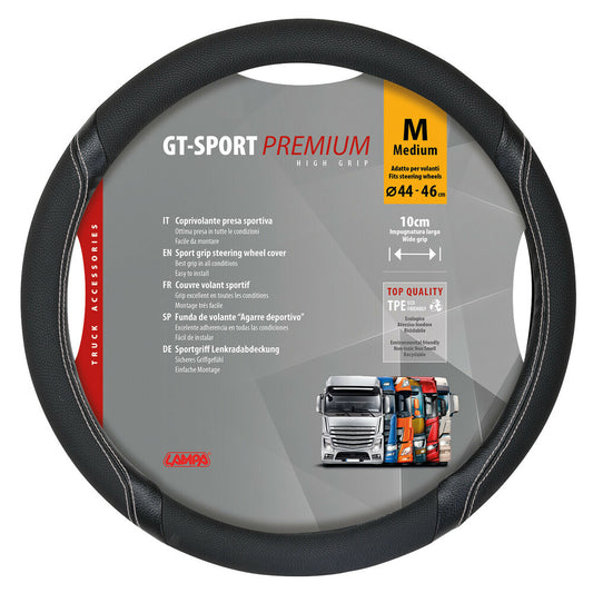 98008 - GT-Sport, coprivolante in Skeentex - M - Ø 44/46 cm - Nero/Argento