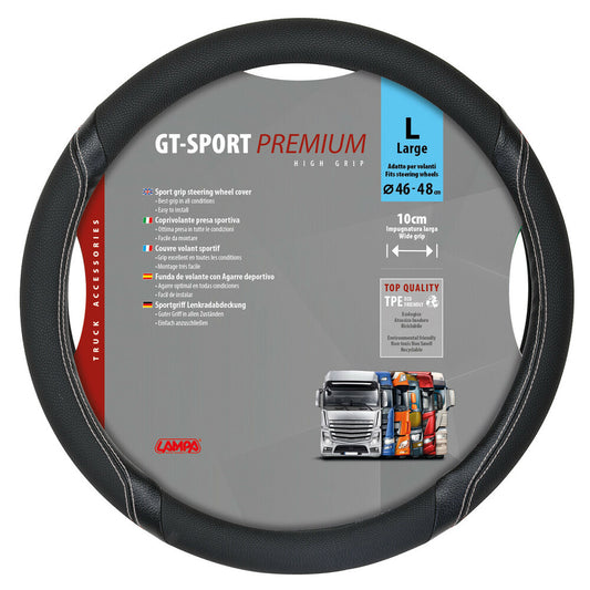 98009 - GT-Sport, coprivolante in Skeentex - L - Ø 46/48 cm - Nero/Argento