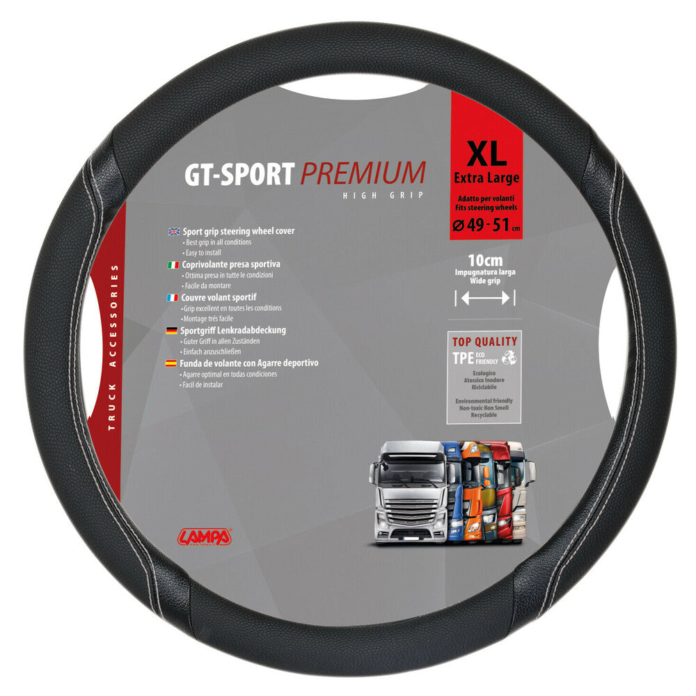 98010 - GT-Sport, coprivolante in Skeentex - XL - Ø 49/51 cm - Nero/Argento