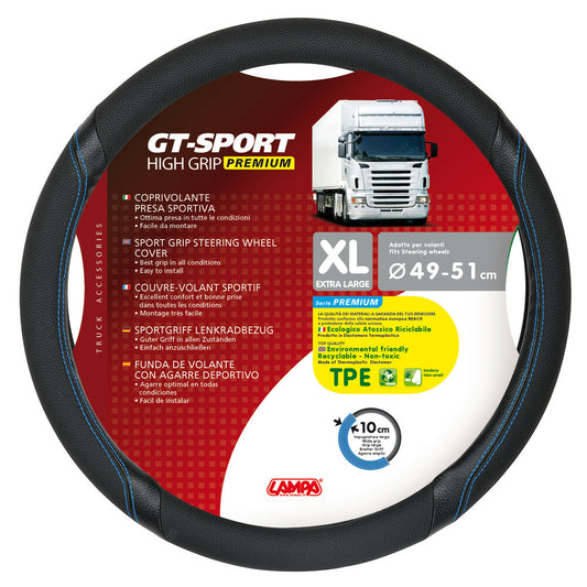 98014 - GT-Sport, coprivolante in Skeentex - XL - Ø 49/51 cm - Nero/Blu