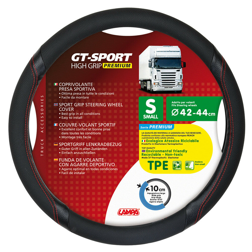 98015 - GT-Sport, coprivolante in Skeentex - S - Ø 42/44 cm - Nero/Rosso