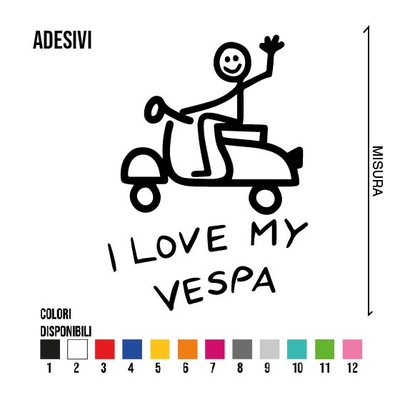 ADESIVO I LOVE MY VESPA MOD.2 - 2PZ