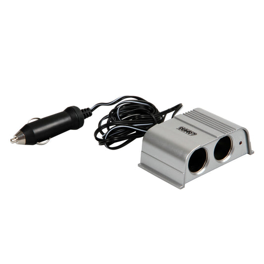 39068 - Silver, presa corrente doppia con prolunga, 12/24V