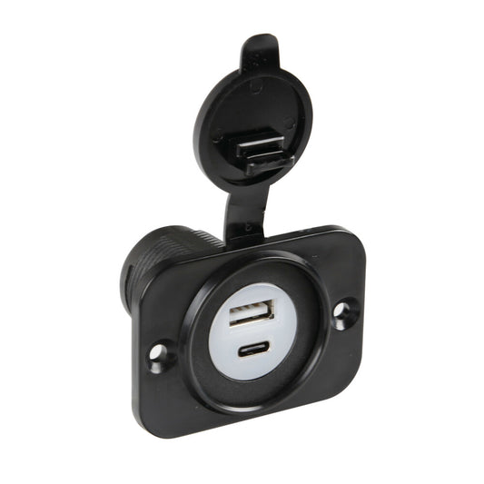 39120 - Ext-12, doppia presa Usb A + Usb C, montaggio ad incasso, 12/24V