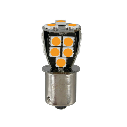 57877 - 24/32V Led series - 18 SMD x 1 chip - (P21W) - BA15s - 1 pz  - D/Blister - Arancio - Doppia polarità - Resistenza incorporata