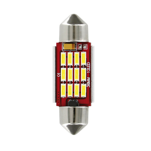 58124 - 10/30V Led Series - 12 SMD x 1 chip - (C5W) - 12x36 mm - SV8,5-8 - 1 pz  - D/Blister - Bianco - Doppia polarità - Resistenza incorporata