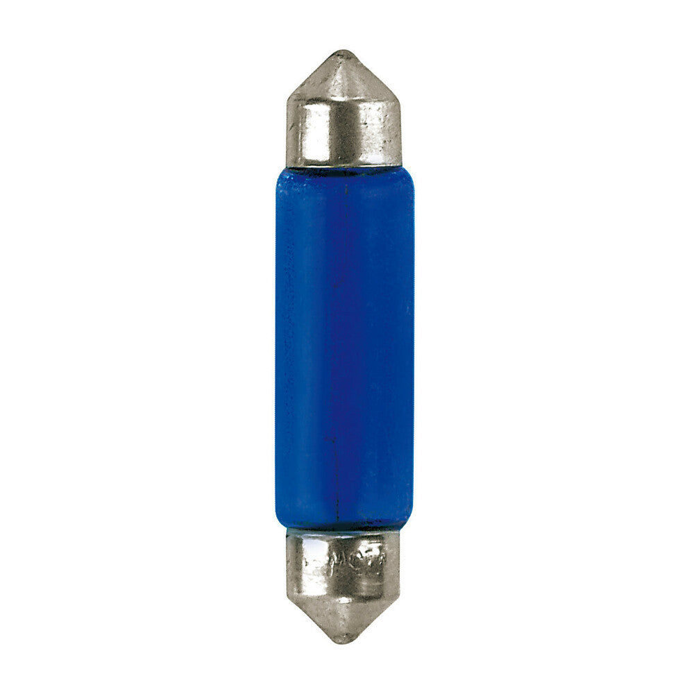58310 - 12V Blue Dyed Glass, Lampada siluro - 11x44 mm - 10W - SV8,5-8 - 2 pz  - D/Blister
