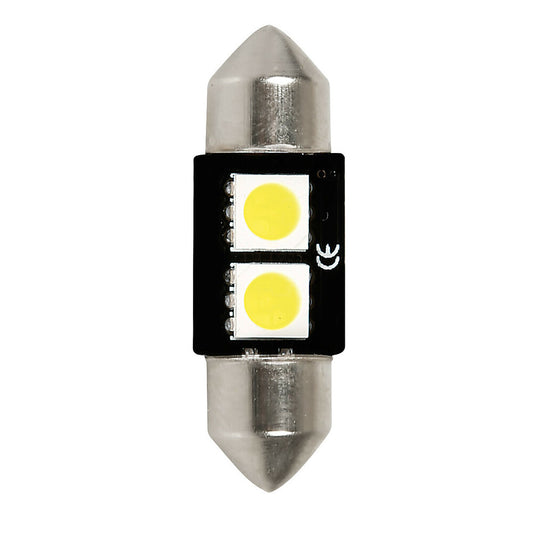 58445 - 12V Led Series - 2 SMD x 3 chips - 10x32 mm - SV8,5-8 - 1 pz  - D/Blister - Bianco - Doppia polarità - Resistenza incorporata