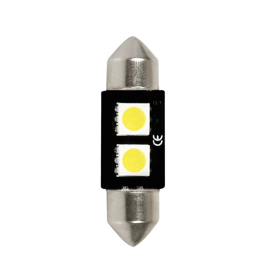 58446 - 12V Led Series - 2 SMD x 3 chips - (C5W) - 10x36 mm - SV8,5-8 - 1 pz  - D/Blister - Bianco - Doppia polarità - Resistenza incorporata