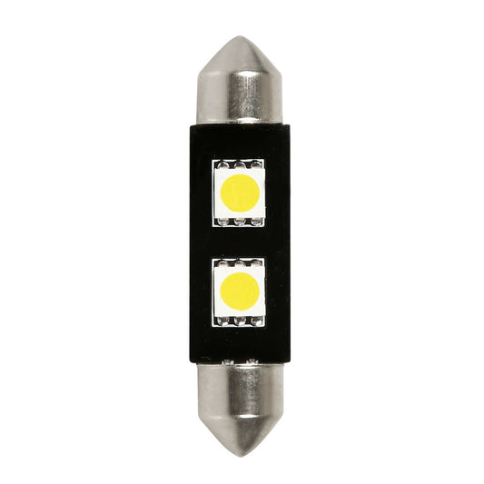 58449 - 12V Led Series - 2 SMD x 3 chips - 10x42 mm - SV8,5-8 - 1 pz  - D/Blister - Bianco - Doppia polarità - Resistenza incorporata