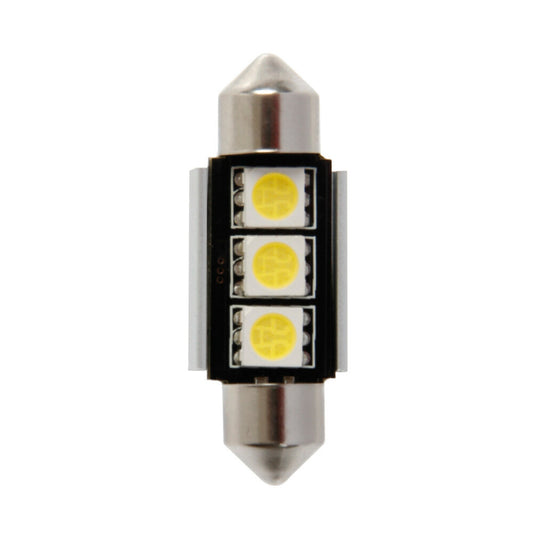 58450 - 12V Led Series - 3 SMD x 3 chips - (C5W) - 10x36 mm - SV8,5-8 - 1 pz  - D/Blister - Bianco - Doppia polarità - Resistenza incorporata
