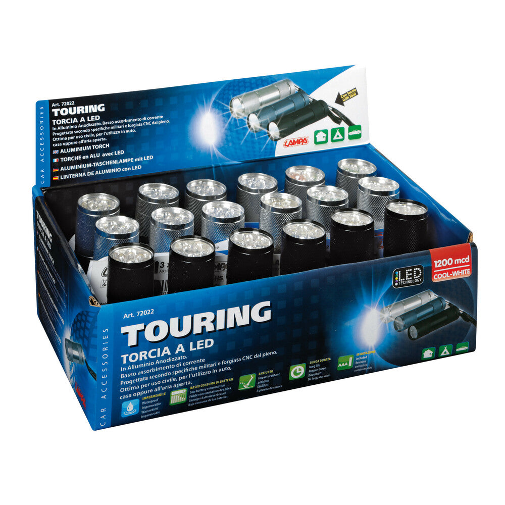 72022D - Touring, torcia a 9 Led, 1200 Mcd - Display 18 pz